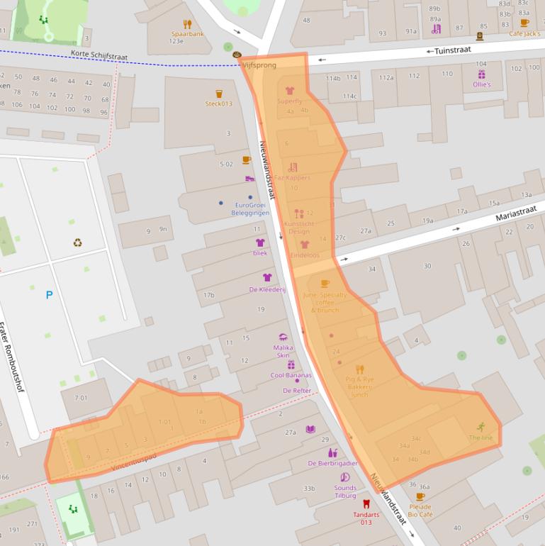 Kaart van postcodegebied 5038SN.