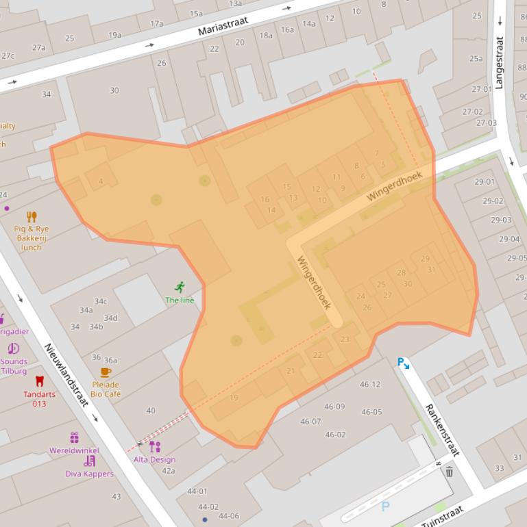 Kaart van postcodegebied 5038SX.