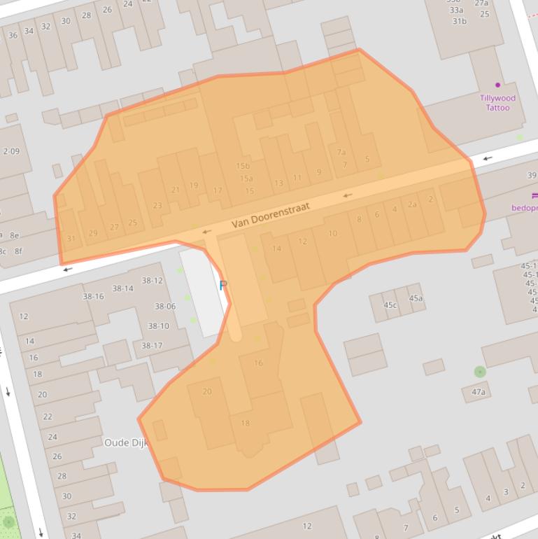 Kaart van postcodegebied 5038VK.