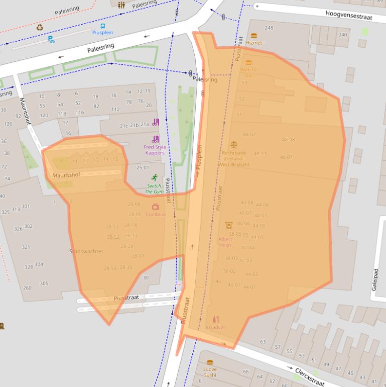 Kaart van postcodegebied 5038WN.