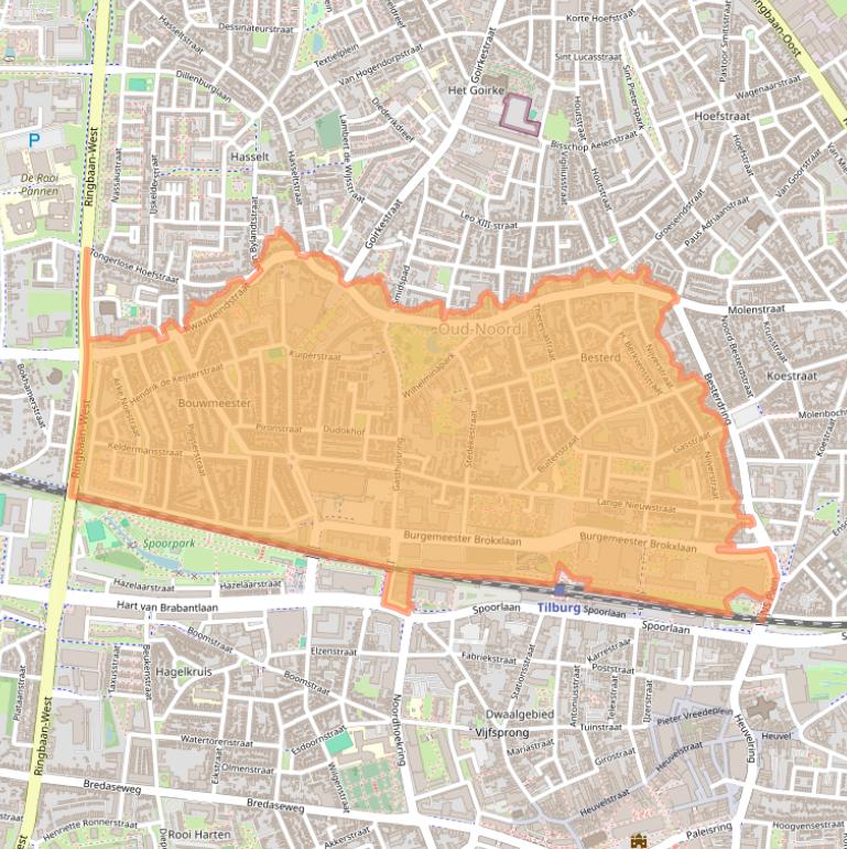 Kaart van postcodegebied 5041.
