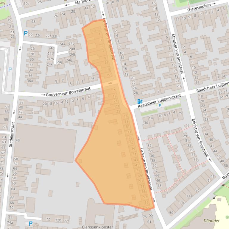 Kaart van postcodegebied 5041CL.