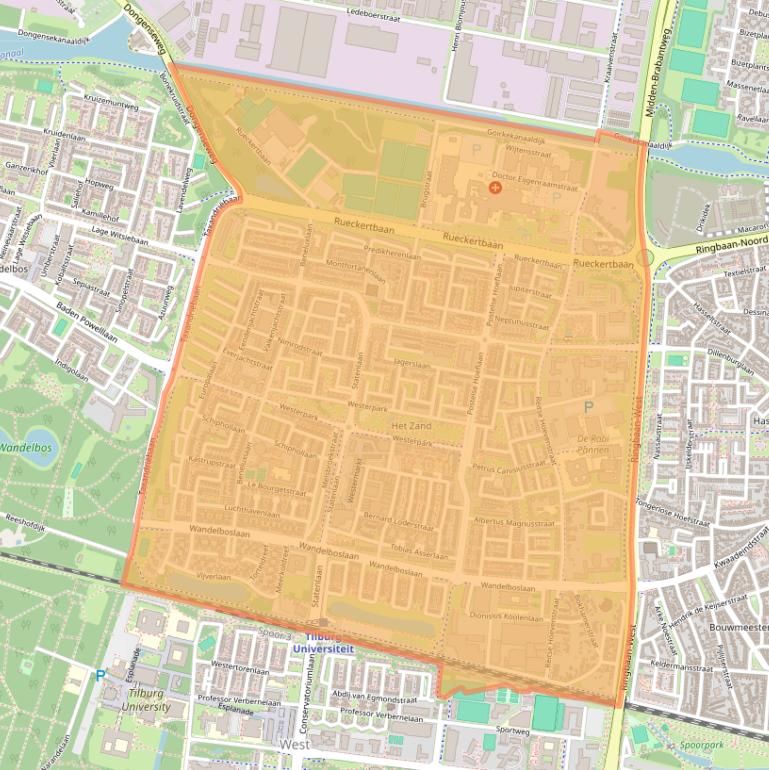 Kaart van postcodegebied 5042.