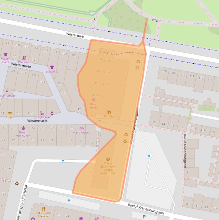 Kaart van postcodegebied 5042MB.