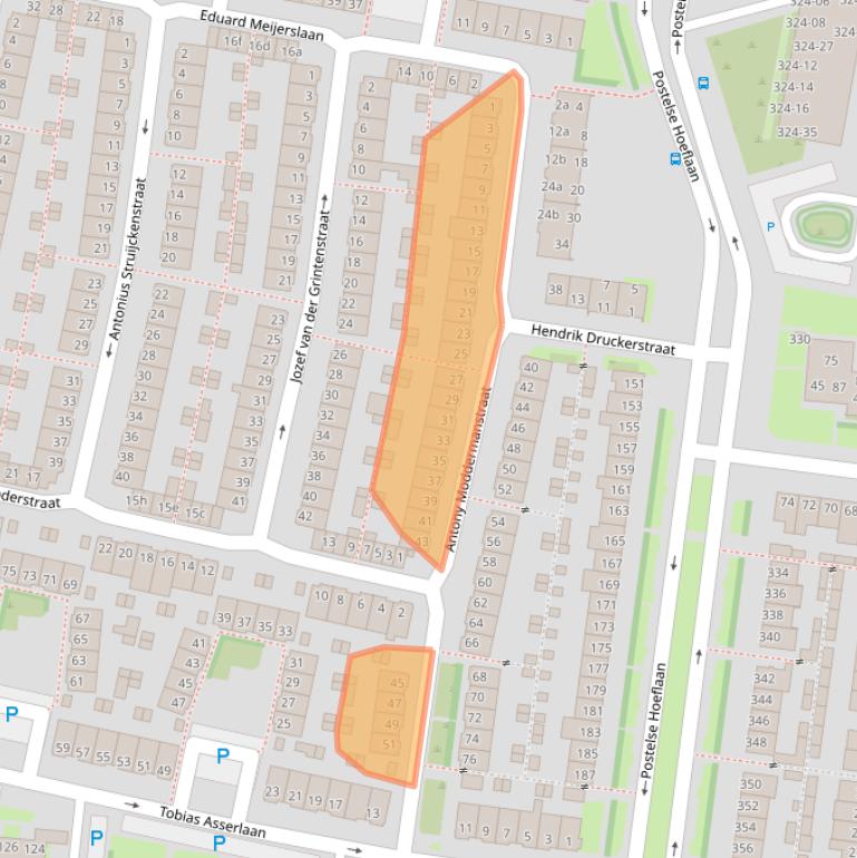 Kaart van postcodegebied 5042ND.