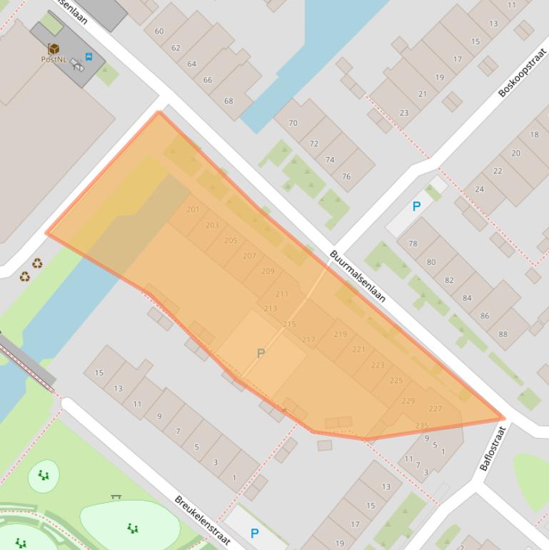 Kaart van postcodegebied 5043XE.