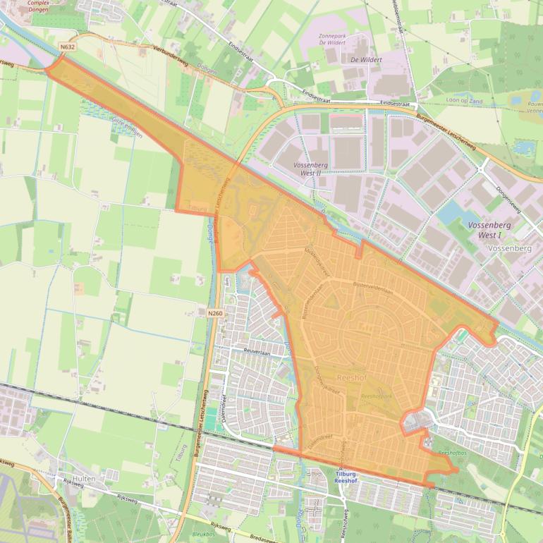 Kaartafbeelding, ingezoomd op postcodegebied 5045.