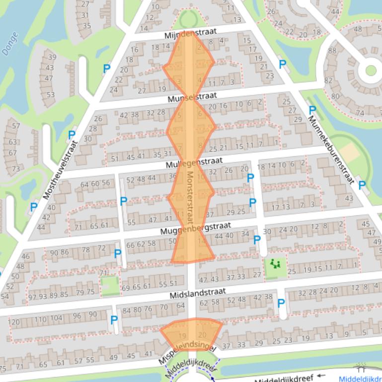 Kaart van postcodegebied 5045DN.
