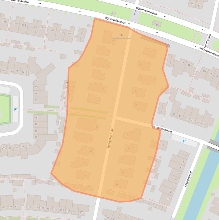 Kaart van postcodegebied 5045JK.
