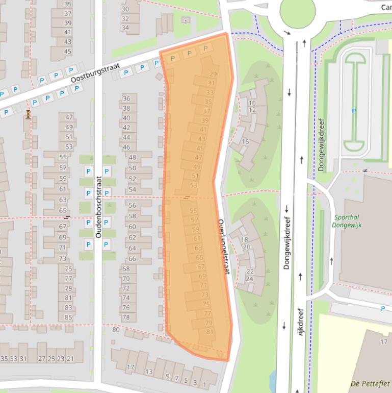 Kaart van postcodegebied 5045ST.