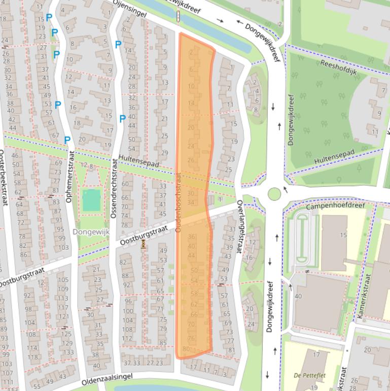Kaart van postcodegebied 5045SZ.