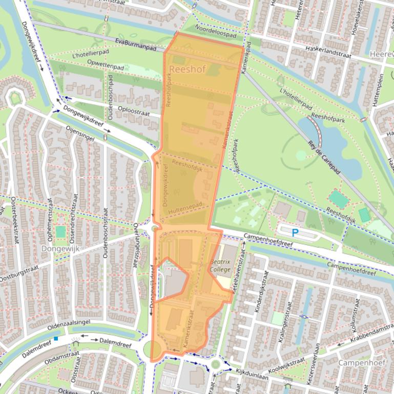 Kaart van postcodegebied 5045TW.