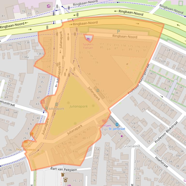 Kaart van postcodegebied 5046GB.