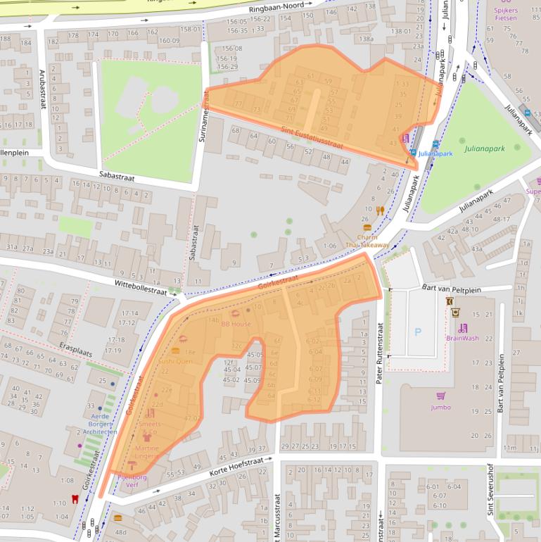 Kaart van postcodegebied 5046GK.