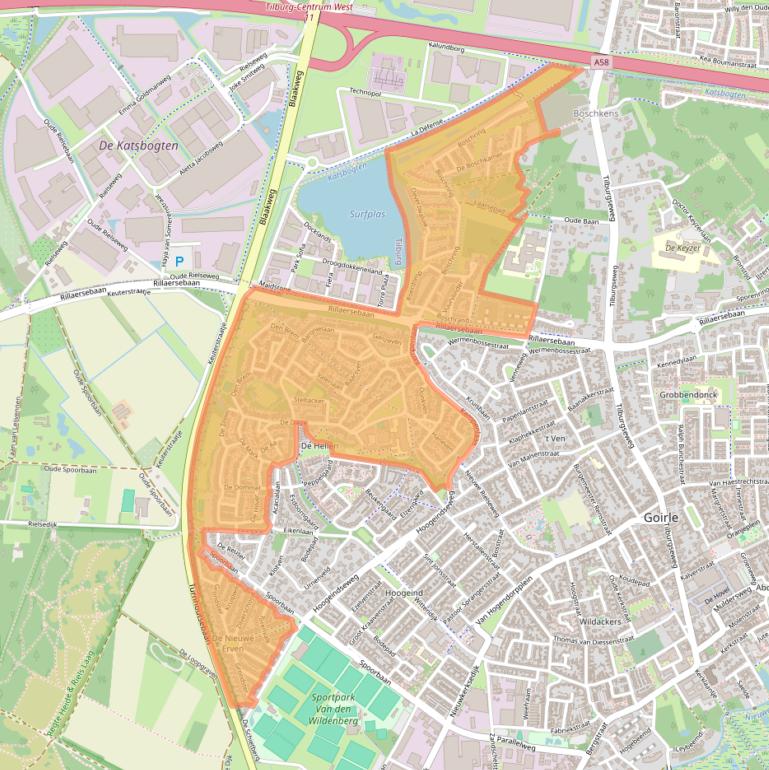 Kaart van postcodegebied 5052.