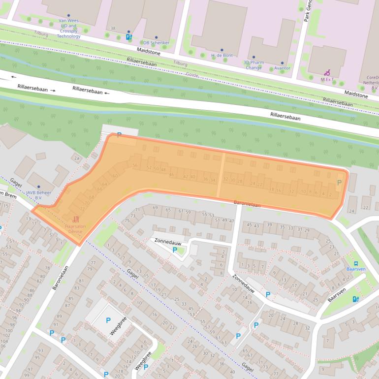 Kaart van postcodegebied 5052BV.
