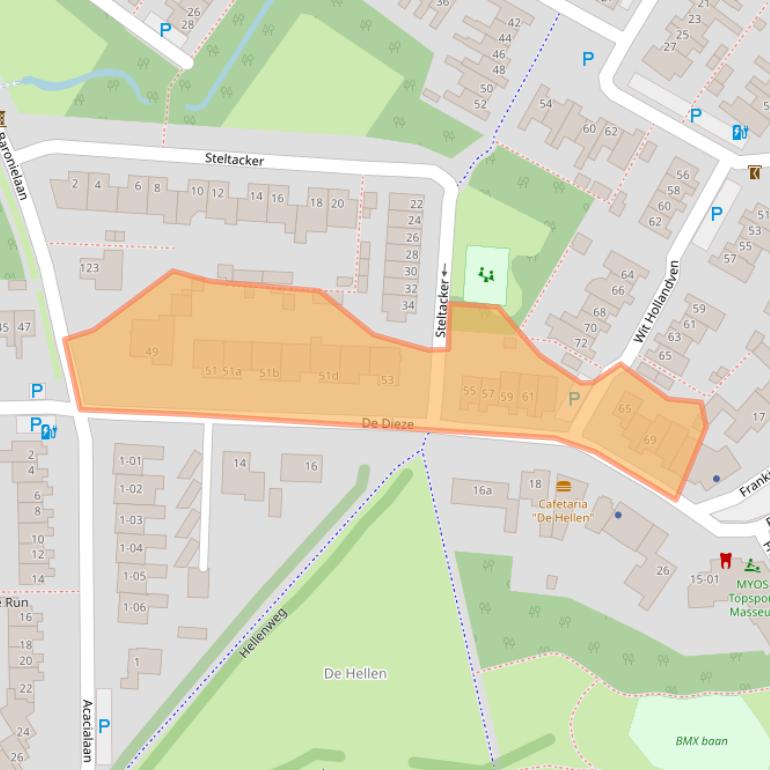 Kaart van postcodegebied 5052TN.