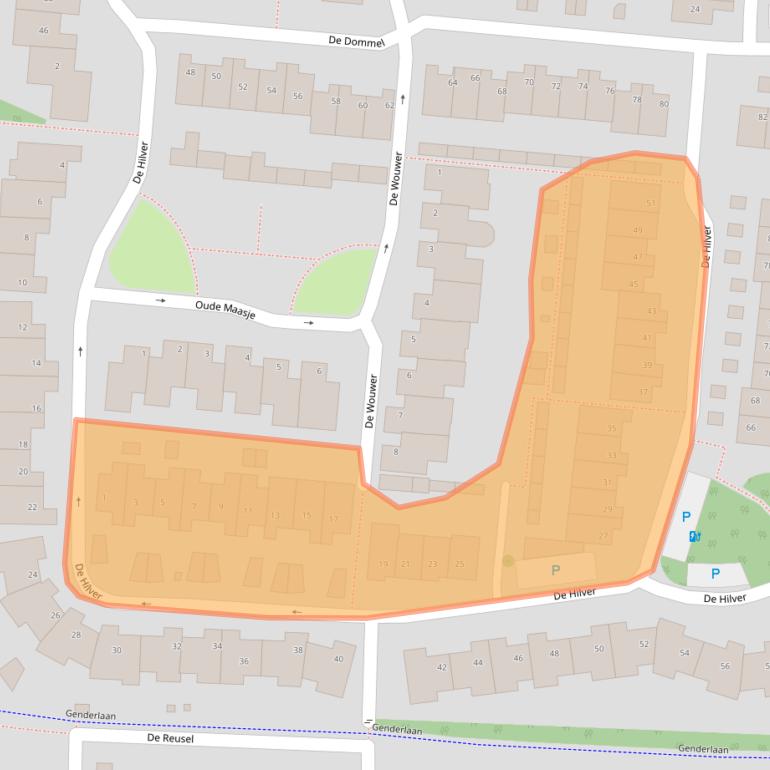 Kaart van postcodegebied 5052VJ.