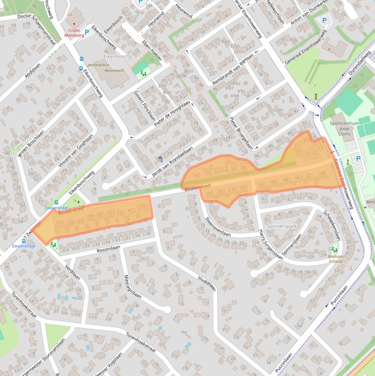 Kaart van postcodegebied 5056CA.