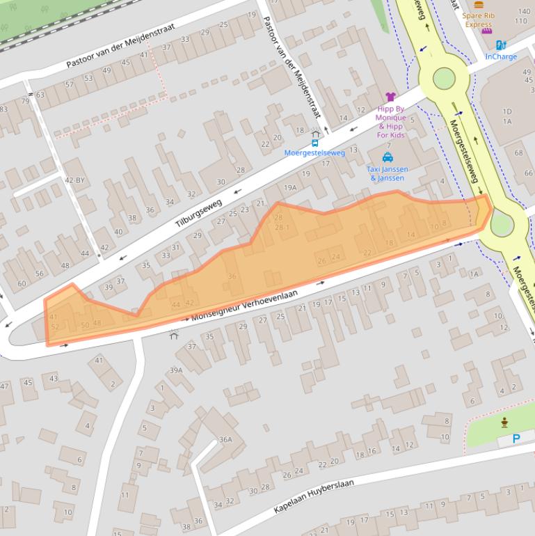 Kaart van postcodegebied 5061BE.