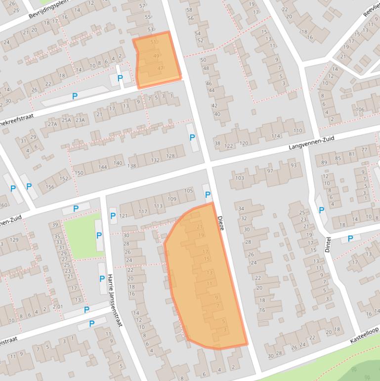 Kaart van postcodegebied 5061NV.