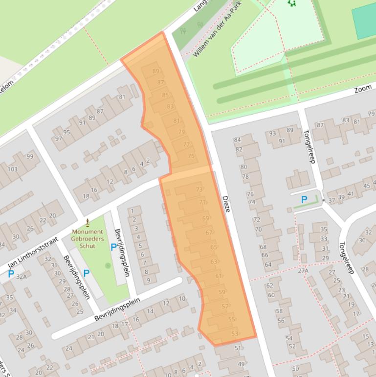 Kaart van postcodegebied 5061NW.