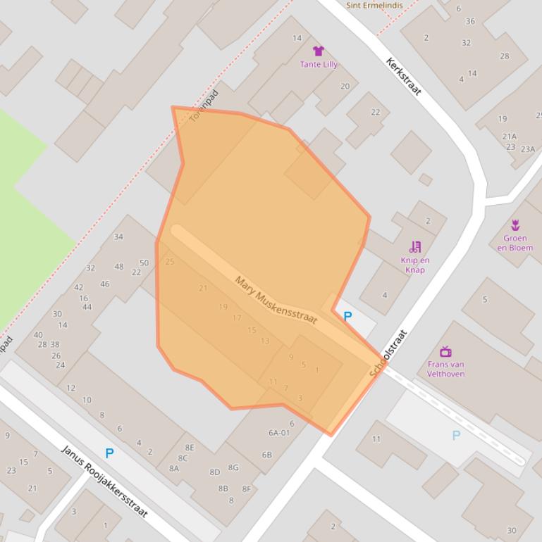 Kaart van postcodegebied 5066EW.
