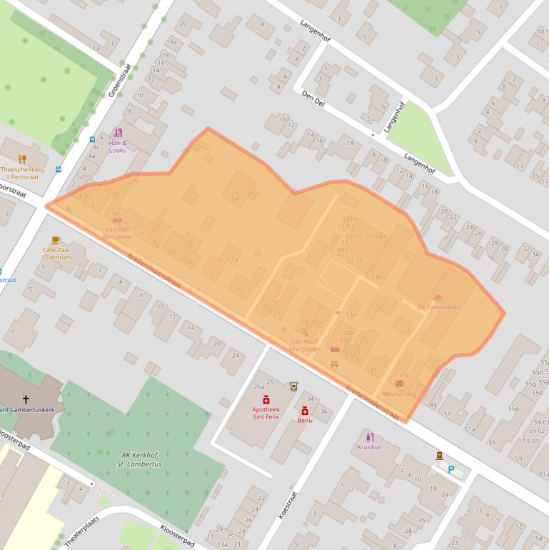 Kaart van postcodegebied 5071BA.