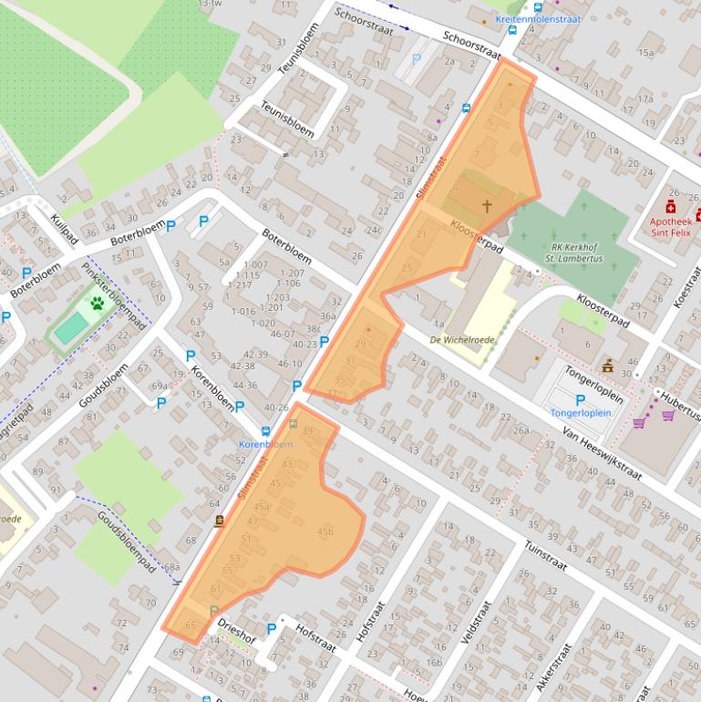 Kaart van postcodegebied 5071EG.