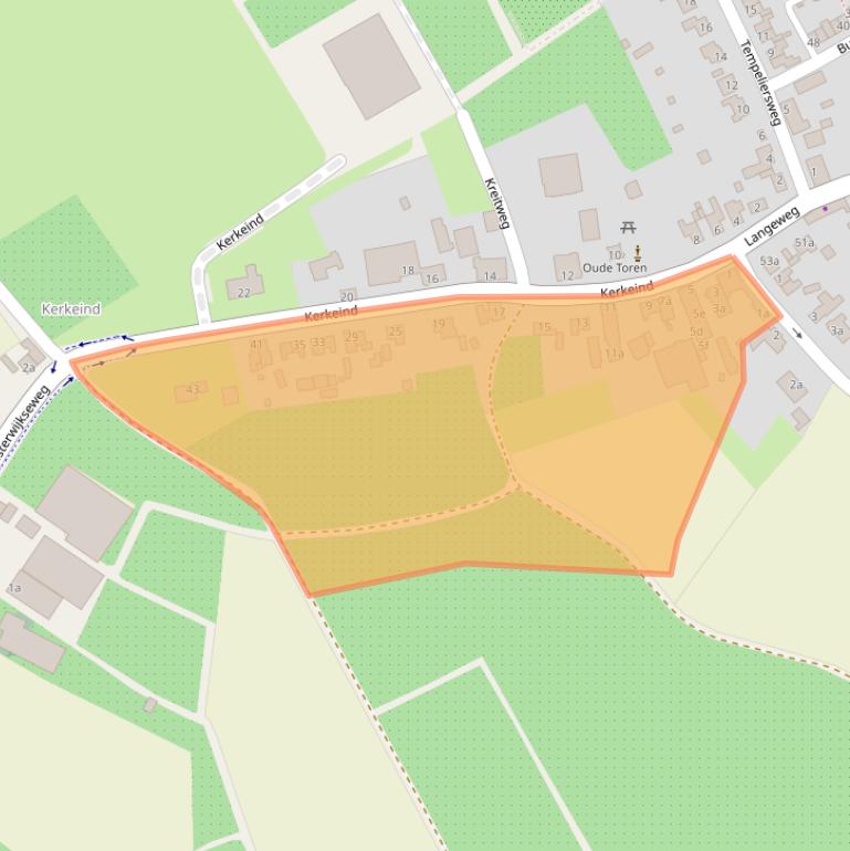 Kaart van postcodegebied 5076AA.