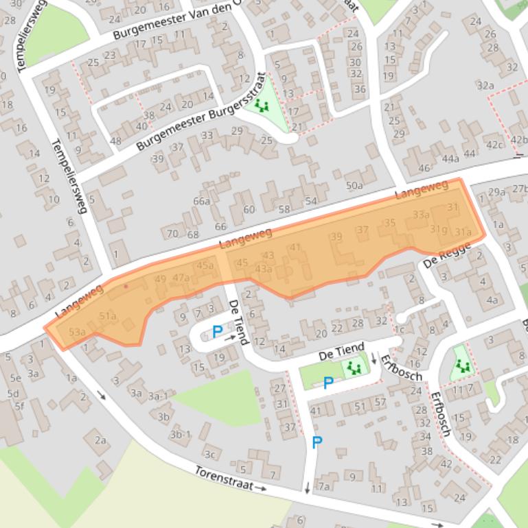 Kaart van postcodegebied 5076AJ.