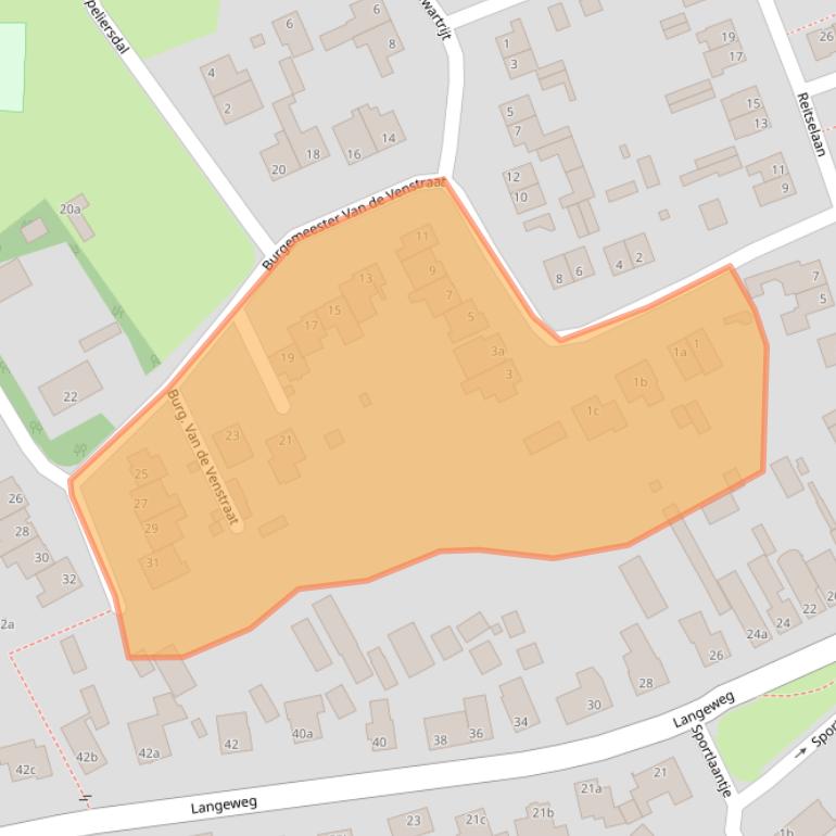 Kaart van postcodegebied 5076CG.