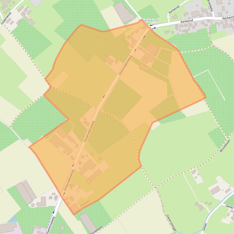 Kaart van postcodegebied 5076ND.