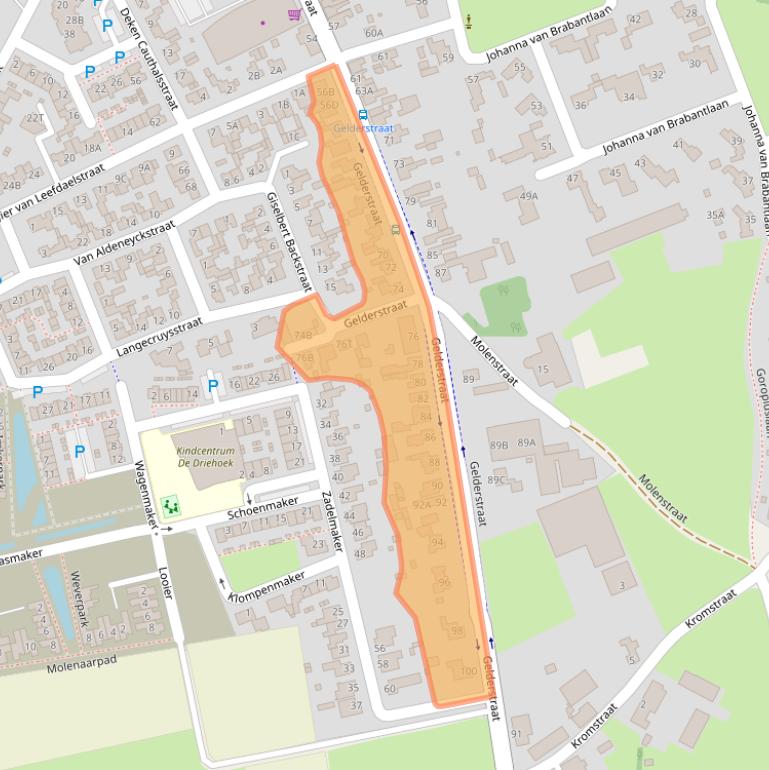 Kaart van postcodegebied 5081AD.