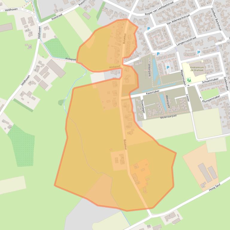 Kaart van postcodegebied 5081EH.