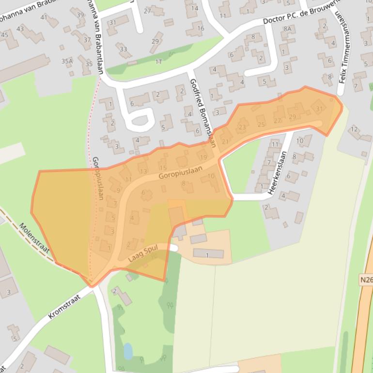 Kaart van postcodegebied 5081EK.