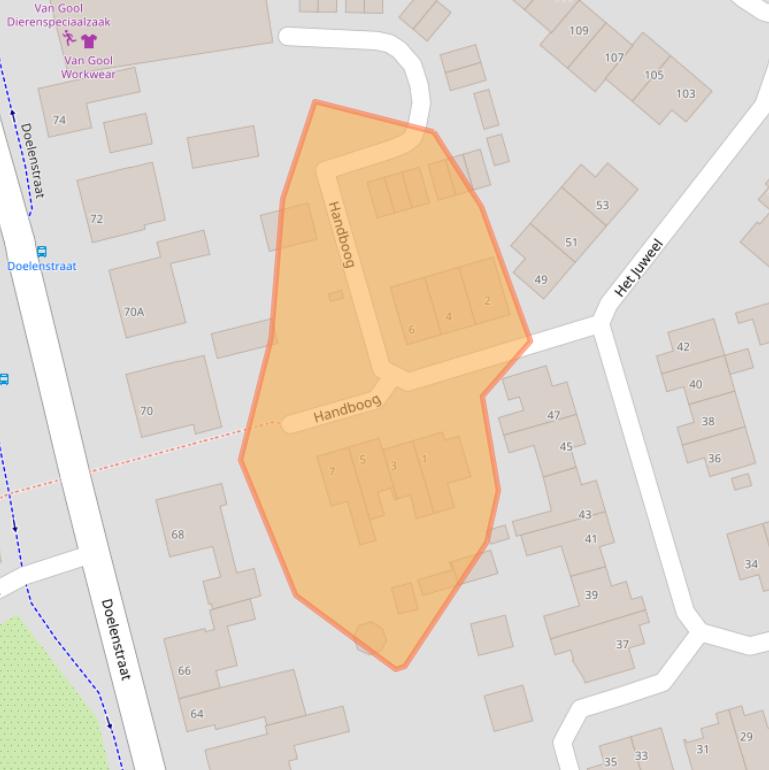 Kaart van postcodegebied 5081PZ.