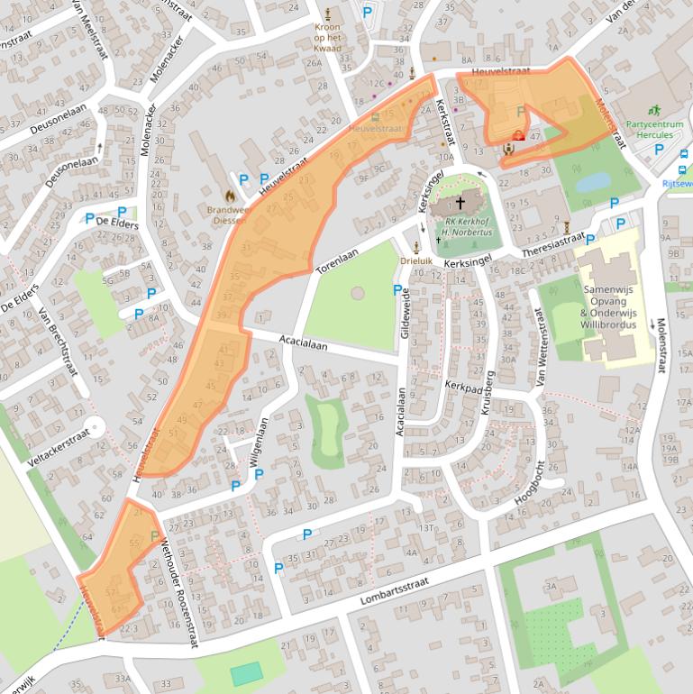 Kaart van postcodegebied 5087AA.