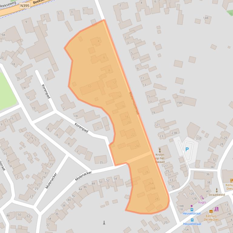 Kaart van postcodegebied 5087AD.