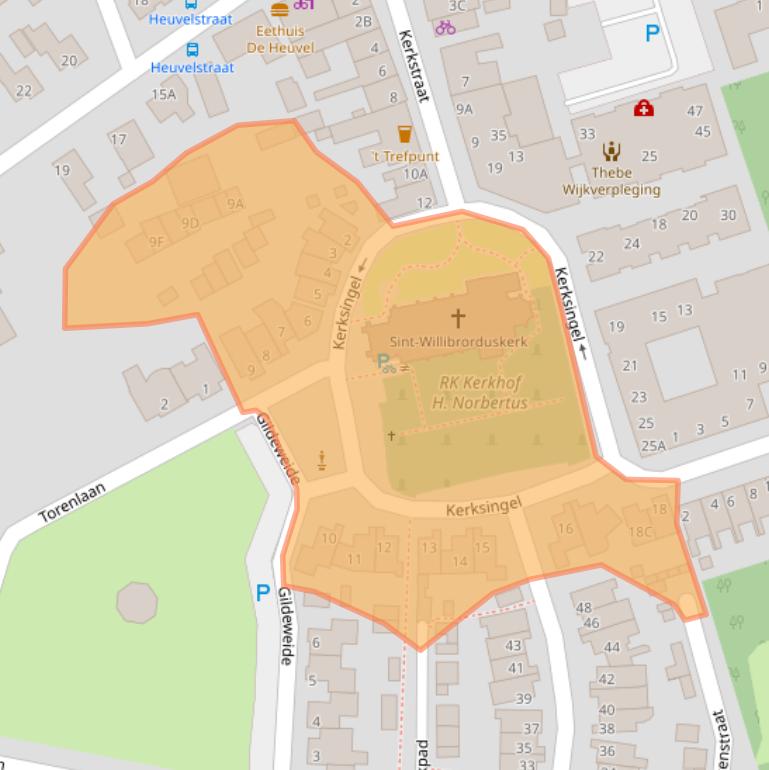 Kaart van postcodegebied 5087BT.