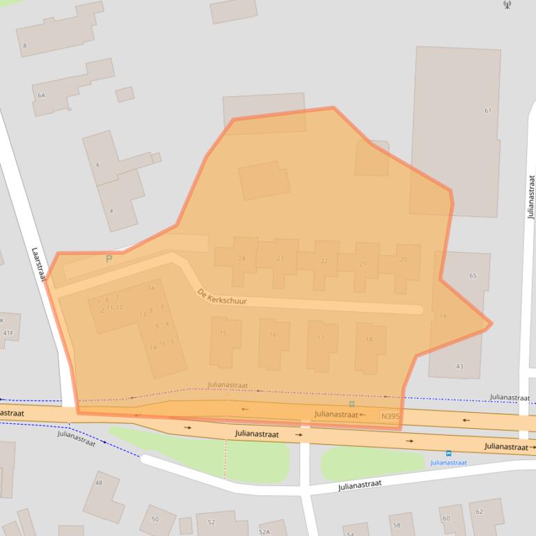 Kaart van postcodegebied 5087BZ.