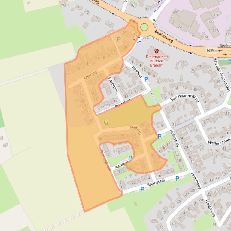 Kaart van postcodegebied 5087CS.