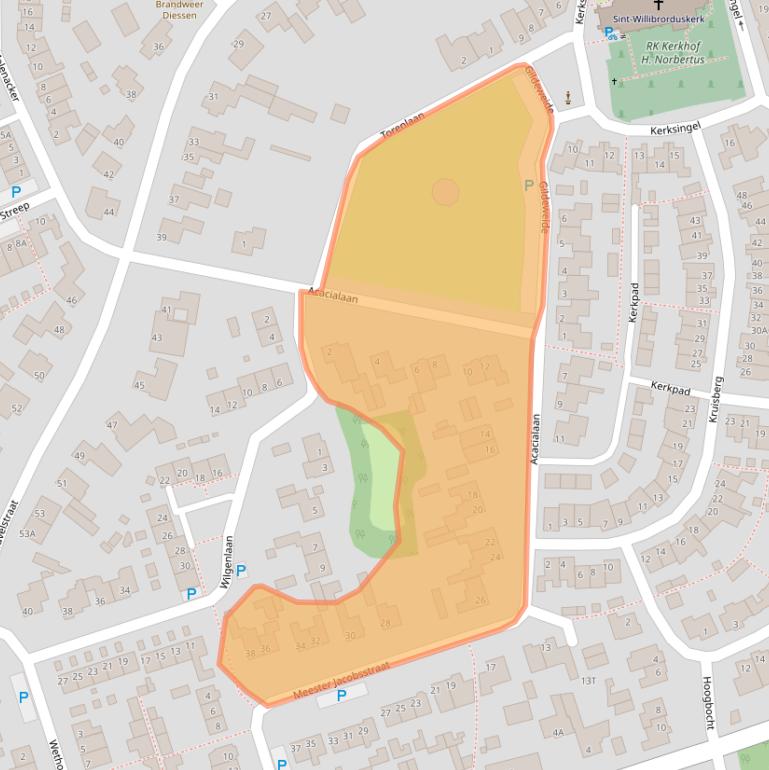 Kaart van postcodegebied 5087KM.