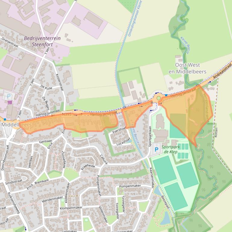 Kaart van postcodegebied 5091BJ.