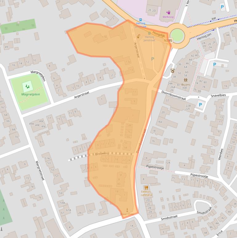 Kaart van postcodegebied 5091CA.