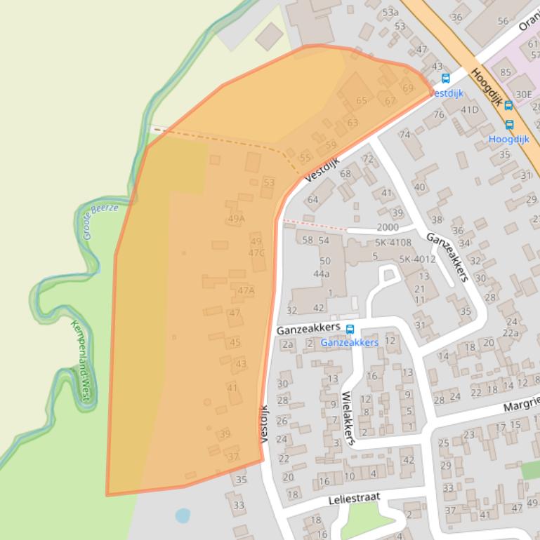 Kaart van postcodegebied 5091CK.