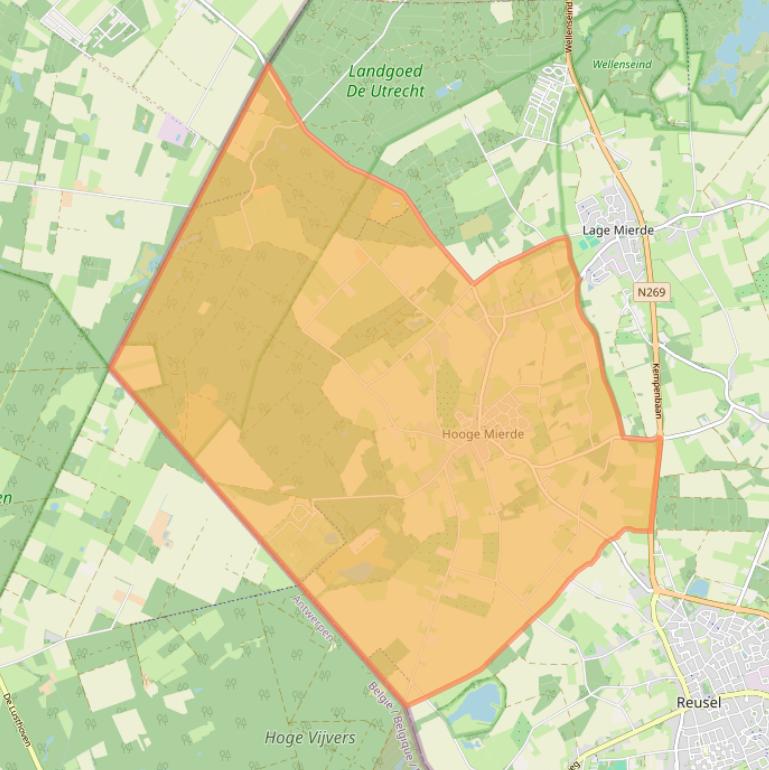 Kaartafbeelding, ingezoomd op postcodegebied 5095.