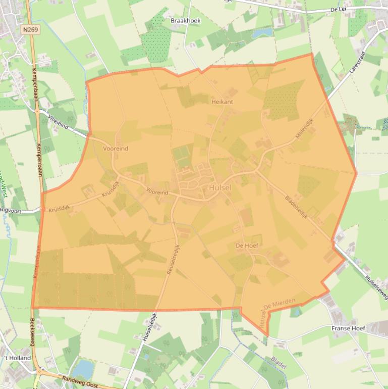 Kaartafbeelding, ingezoomd op postcodegebied 5096.