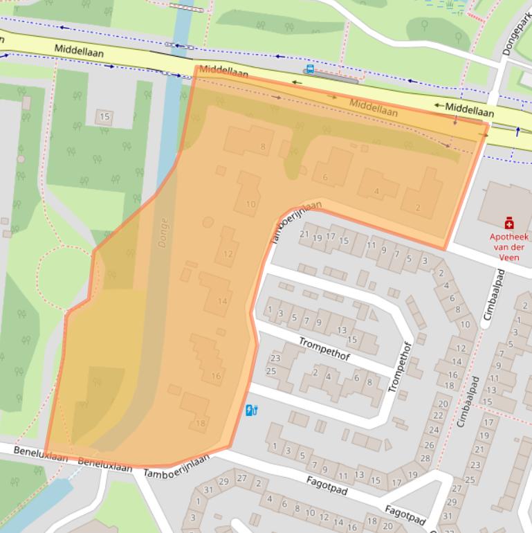 Kaart van postcodegebied 5101AM.