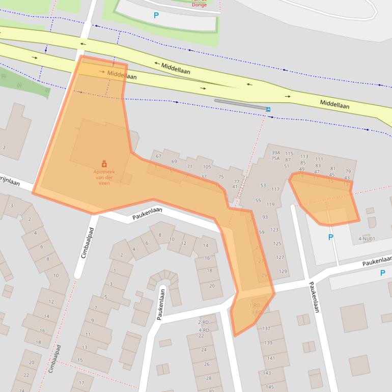 Kaart van postcodegebied 5101AR.